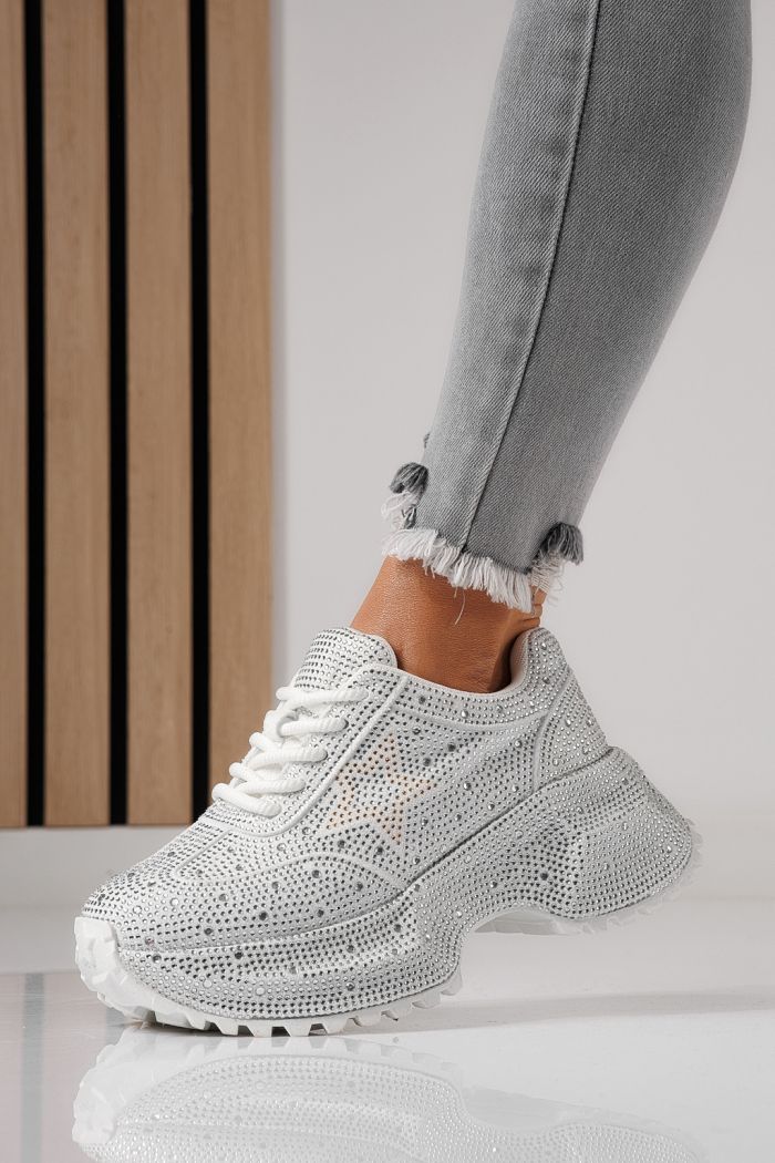 Adidasi dama albi din piele ecologica intoarsa Iulia #24108