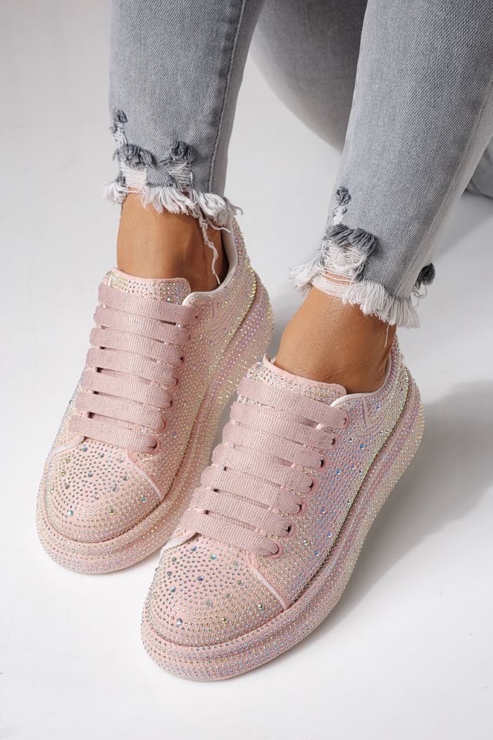 Adidasi dama roz din material textil Alexia #24006