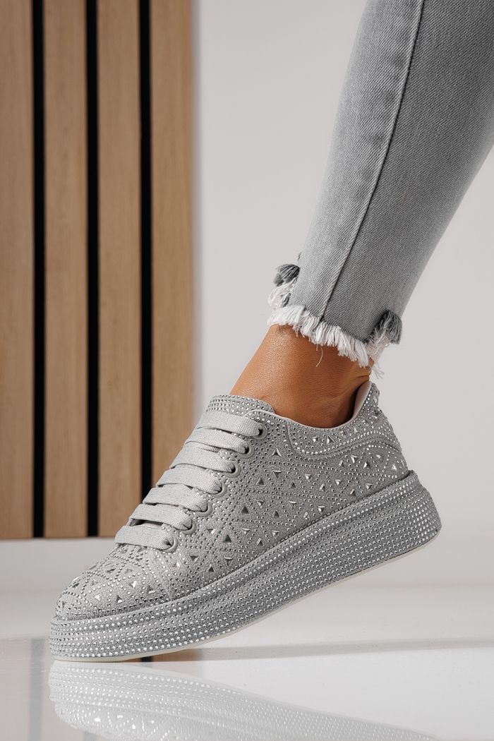 Adidasi dama gri din piele ecologica intoarsa Iris #24114