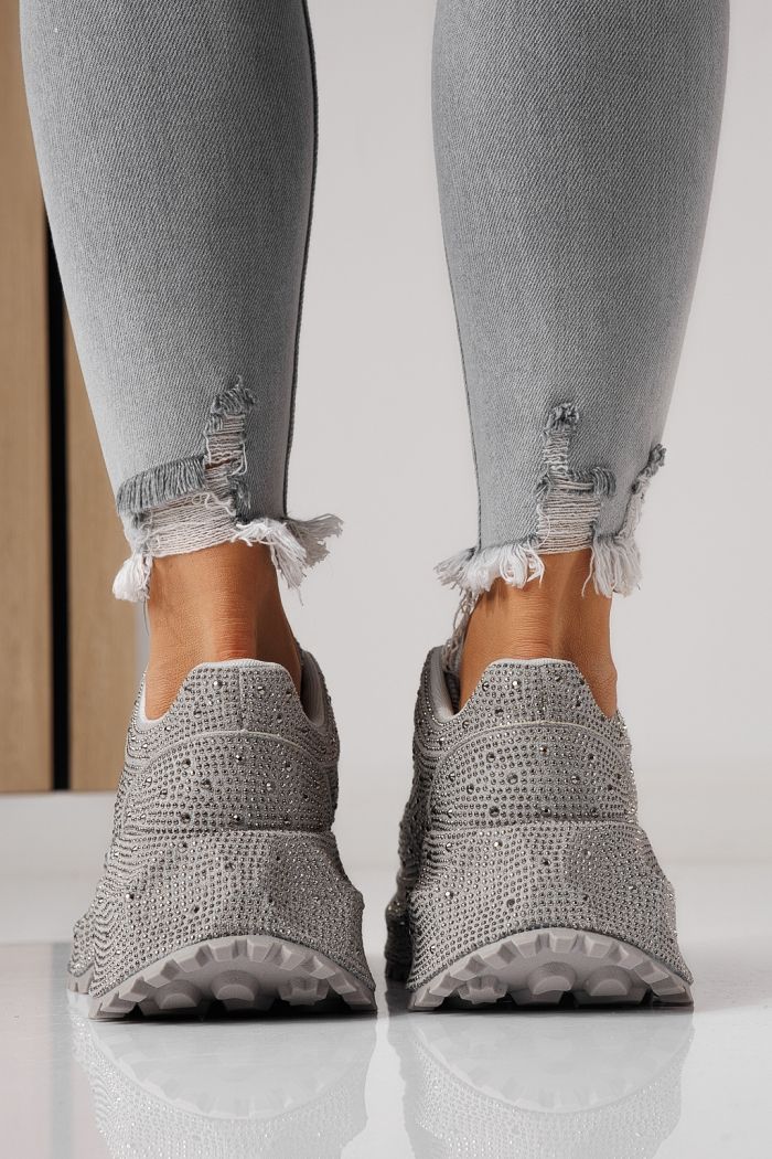 Adidasi dama gri  din piele ecologica intoarsa Iulia #24109