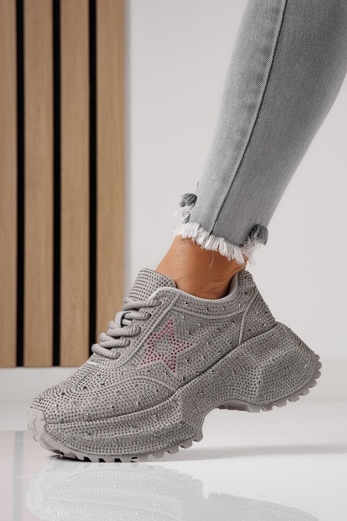 Adidasi dama gri  din piele ecologica intoarsa Iulia #24109