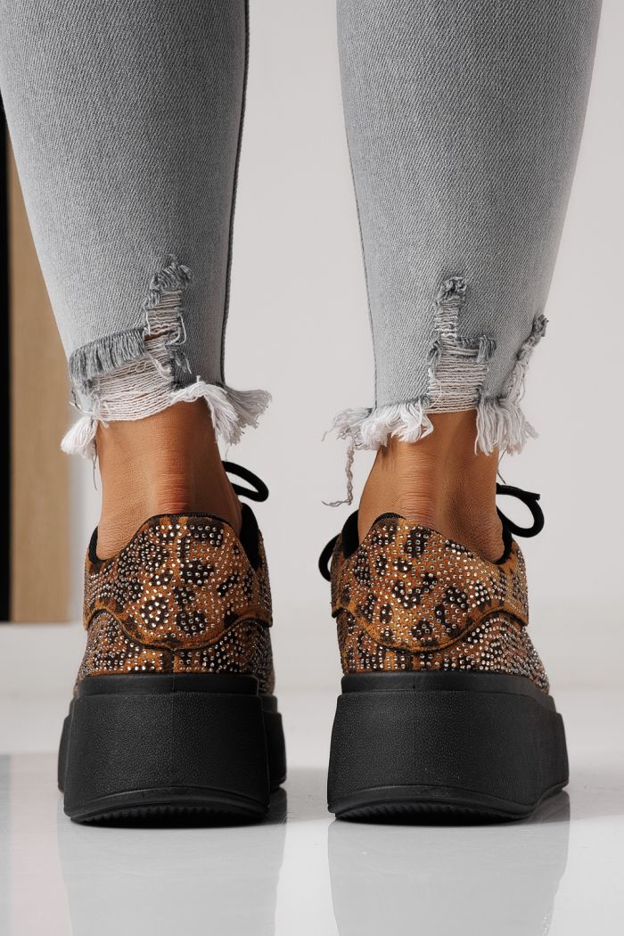 Adidasi dama leopard din material textil Bianca #24053