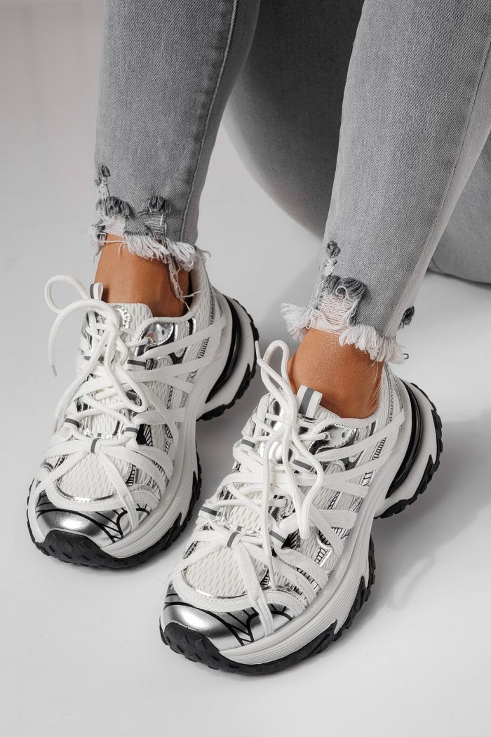 Adidasi dama argintii din material textil Jullya #24129