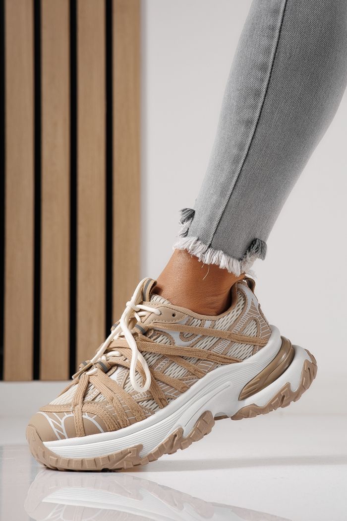 Adidasi dama khaki din material textil Jullya #24131