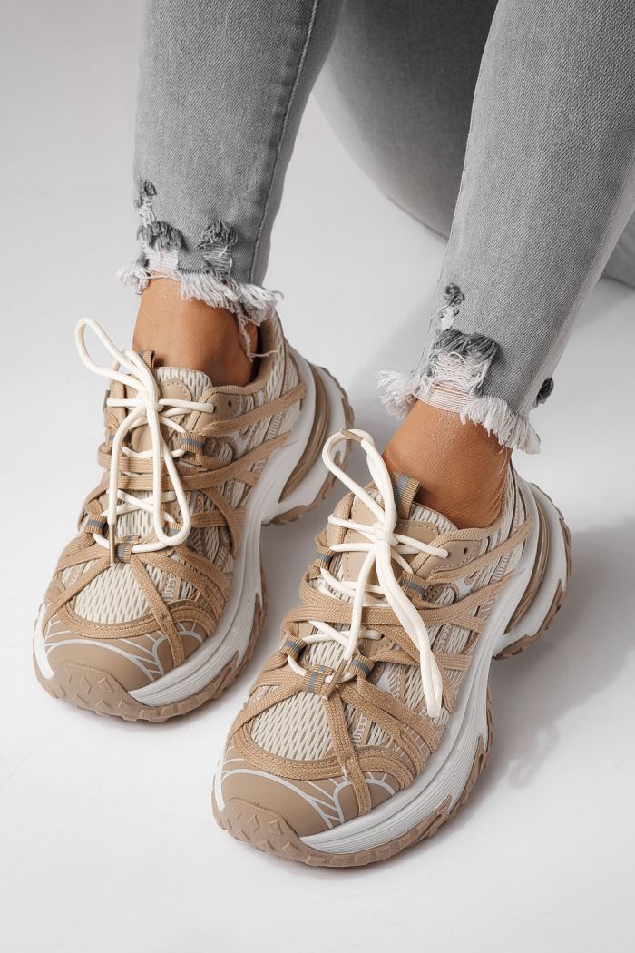 Adidasi dama khaki din material textil Jullya #24131