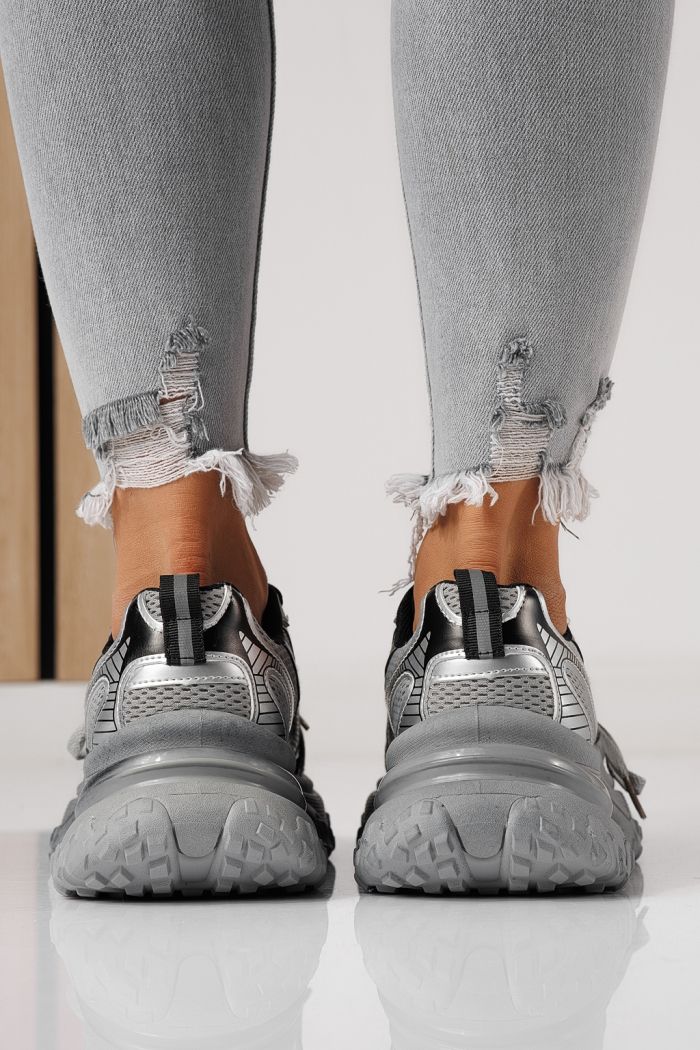 Adidasi dama gri din material textil Laura #24144