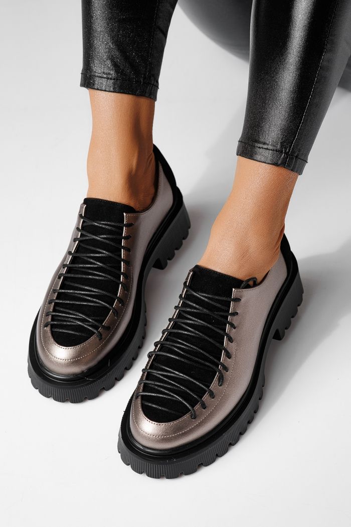 Pantofi casual dama gri din piele ecologica Elisa #24099