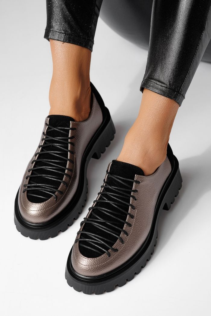 Pantofi casual dama gri din piele ecologica Florentina #24101