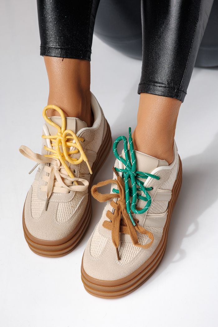 Adidasi dama bej din piele ecologica intoarsa Karina #24135