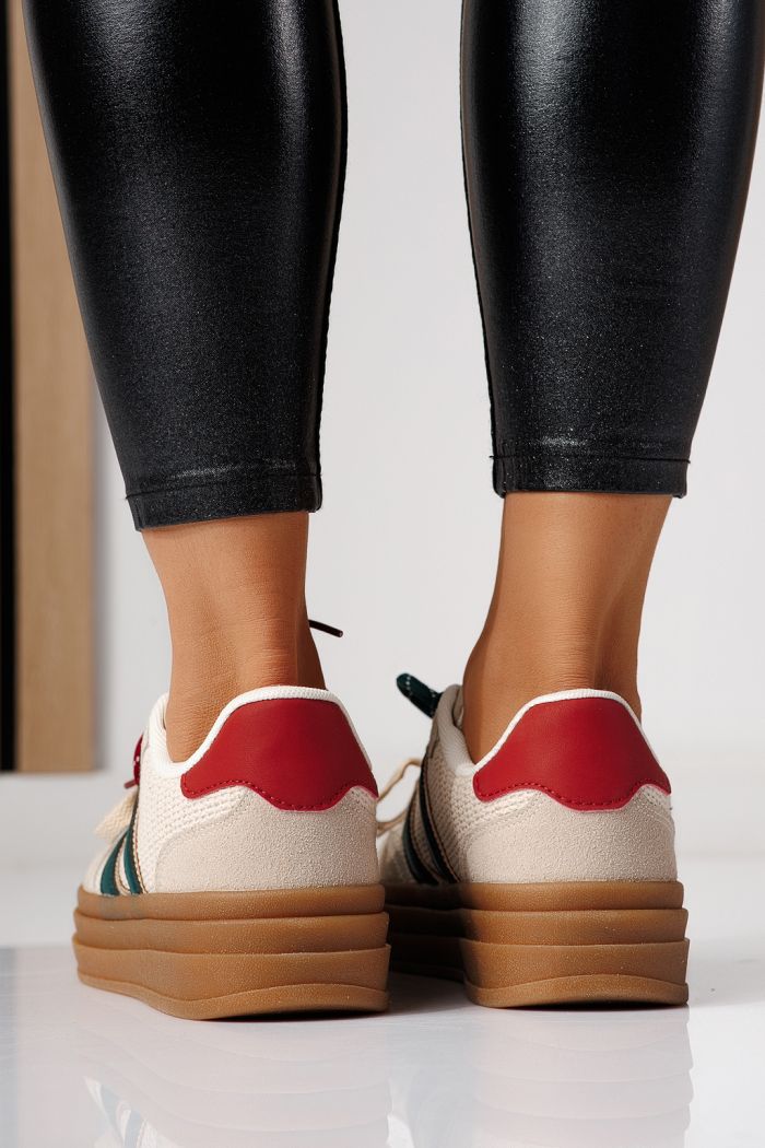 Női sportcipők piros környezetbarát velúr bőrből készült Karina #24137