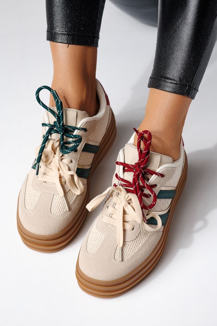 Adidasi dama rosii din piele ecologica intoarsa Karina #24137