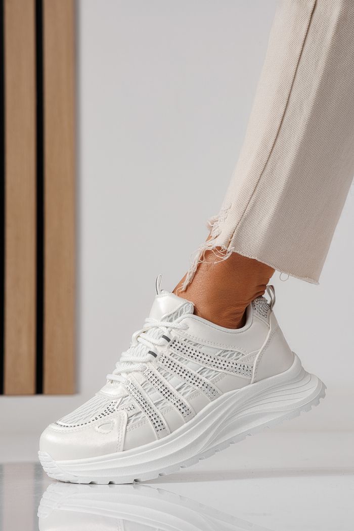 Adidasi dama albi din piele ecologica Carolina #24061