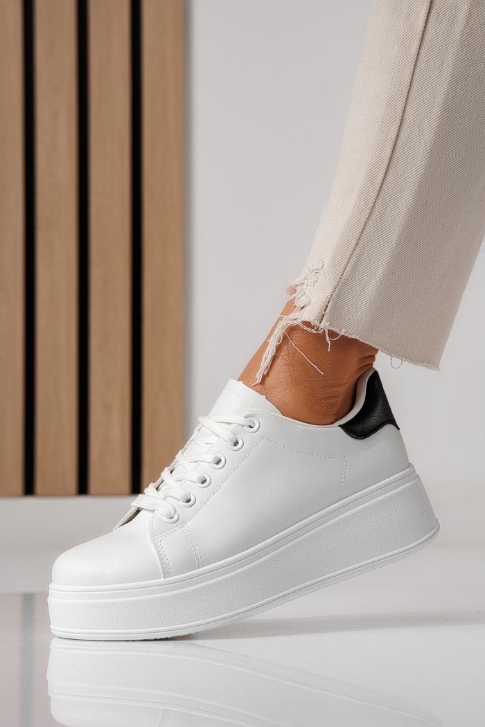 Adidasi dama albi din piele ecologica Celin #24062