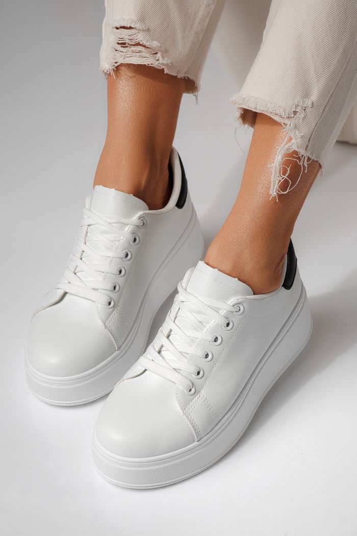 Adidasi dama albi din piele ecologica Celin #24062