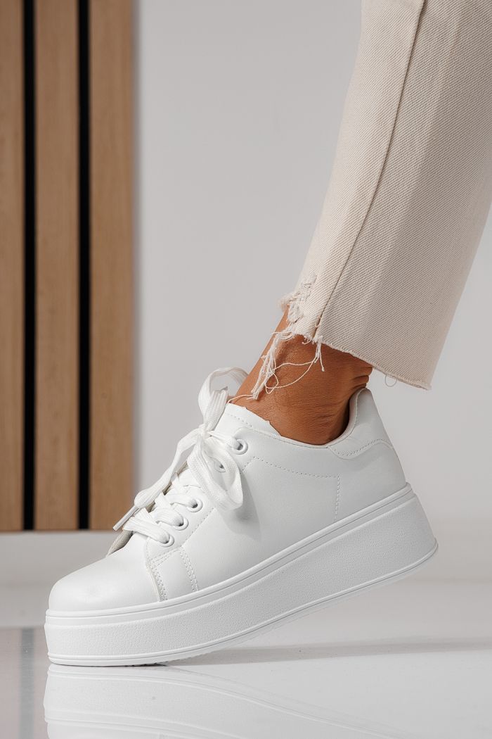 Adidasi dama albi din piele ecologica Celin #24063