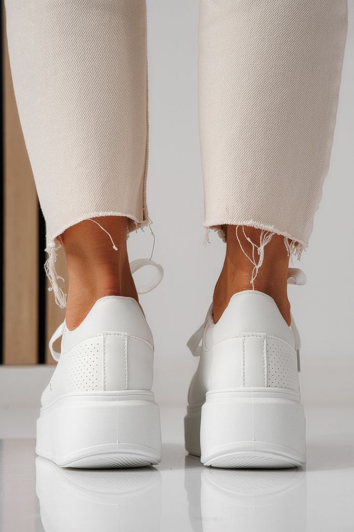 Adidasi dama  albi din piele ecologica Ada #24001