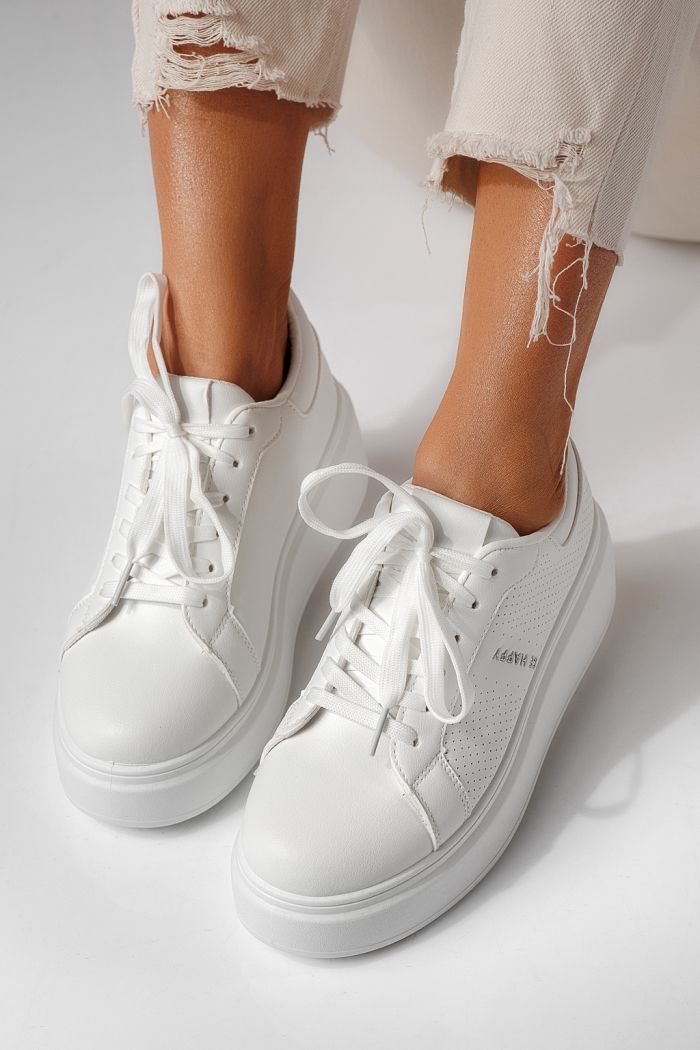 Adidasi dama  albi din piele ecologica Ada #24001