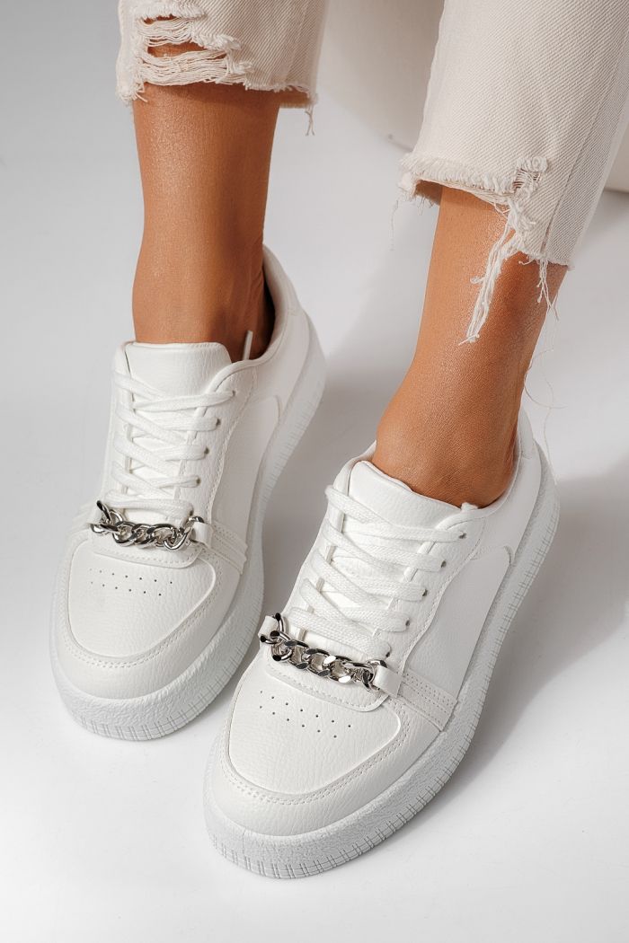 Adidasi dama albi din piele ecologica Olivia #24170