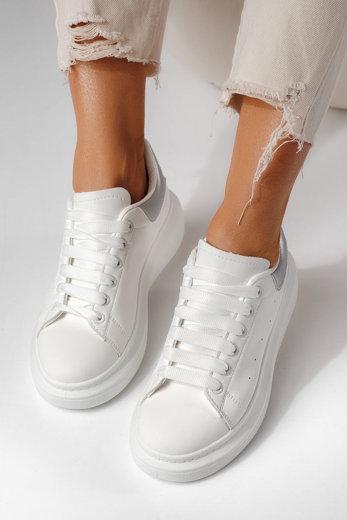 Adidasi dama albi din piele ecologica Raya #24198