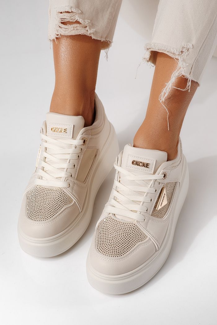 Adidasi dama bej din piele ecologica Delia #24081