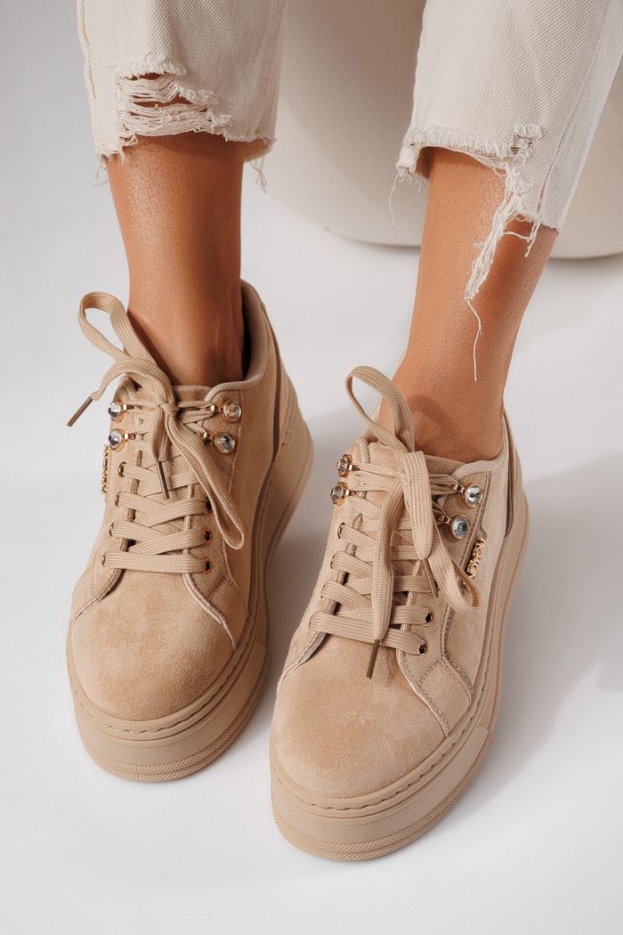 Adidasi dama bej din piele ecologica intoarsa Crina #24070