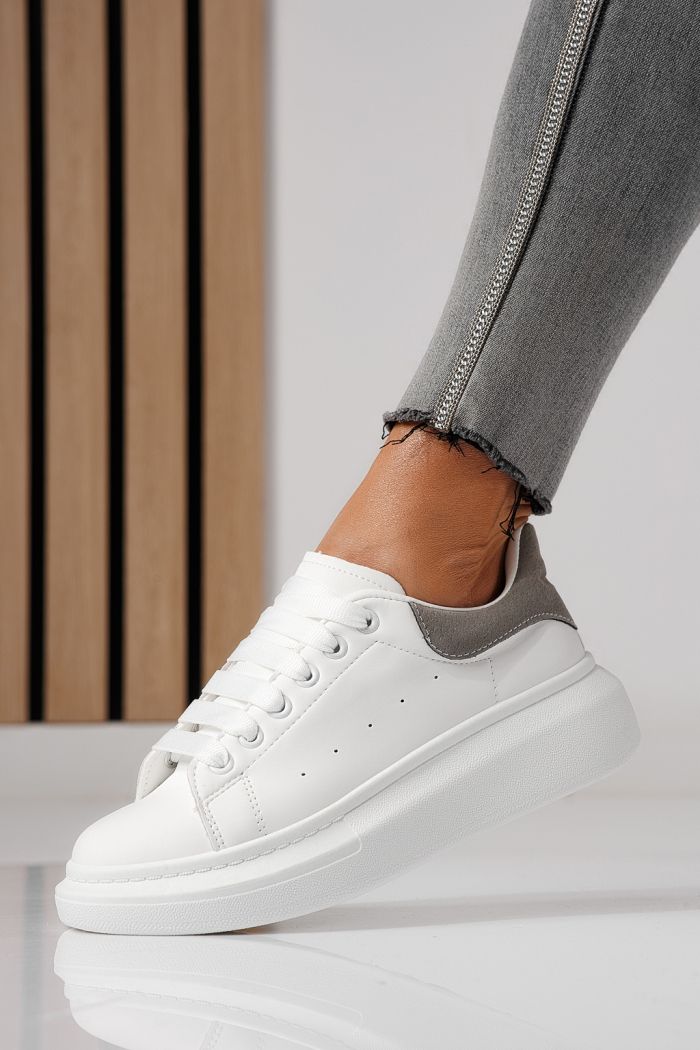 Adidasi dama albi din piele ecologica Raya #24181