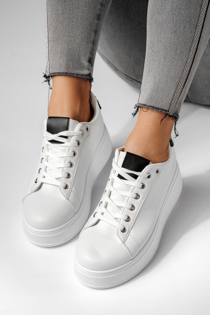 Adidasi dama albi din piele ecologica Azaleea #24005