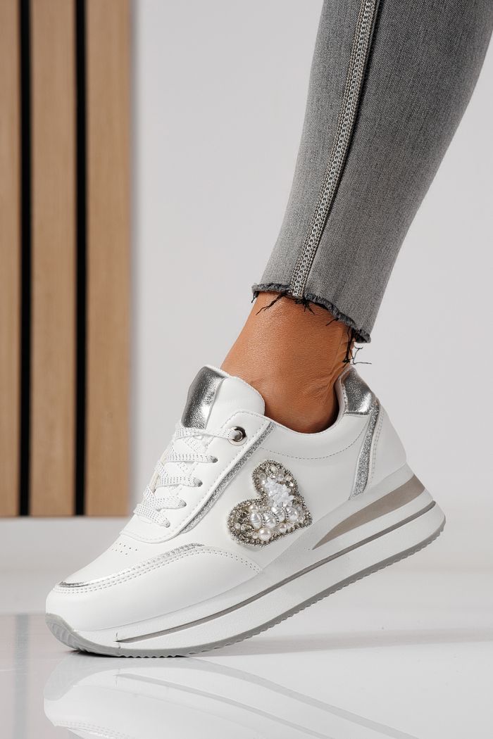 Adidasi dama albi din piele ecologica Kayla #24139