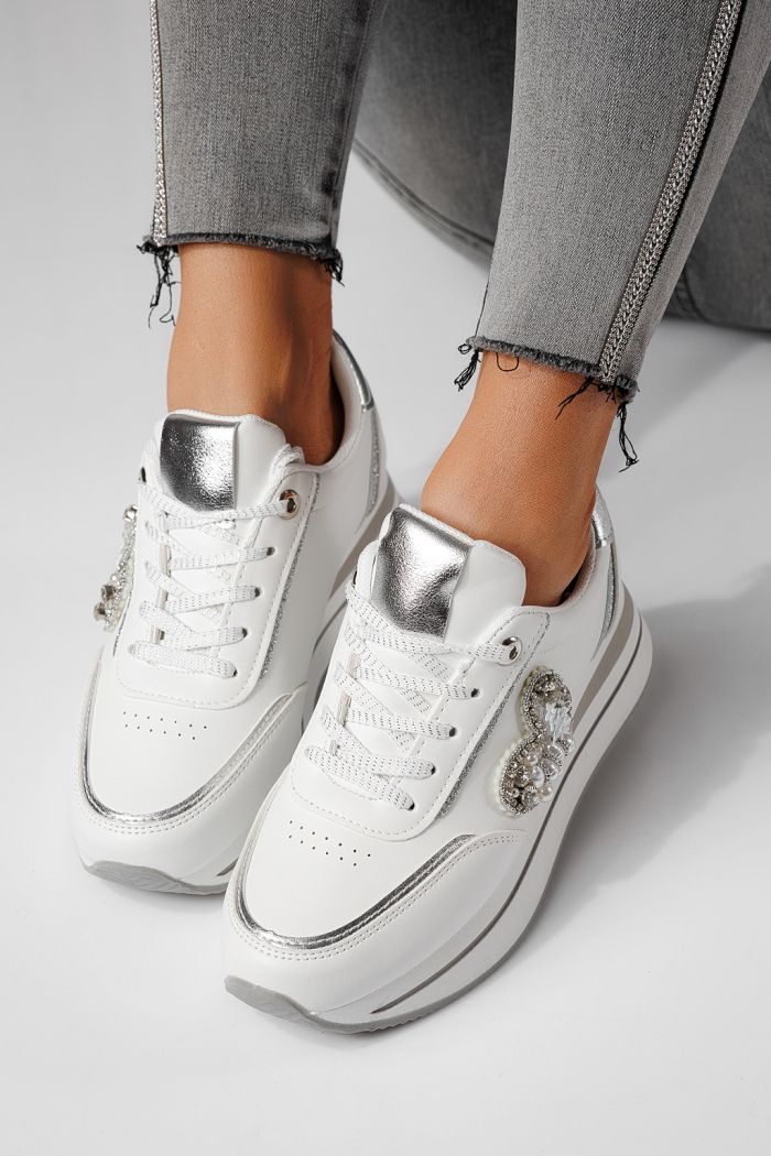 Adidasi dama albi din piele ecologica Kayla #24139