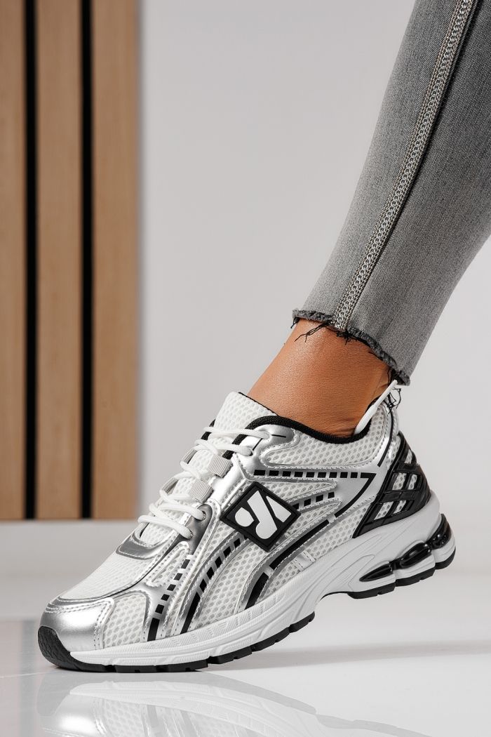 Adidasi dama argintii din material textil Lilien #24146