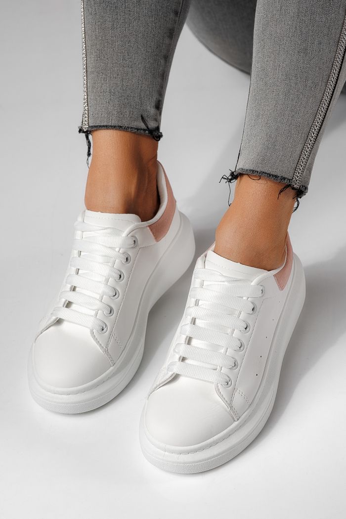 Adidasi dama albi din piele ecologica Raya #24179