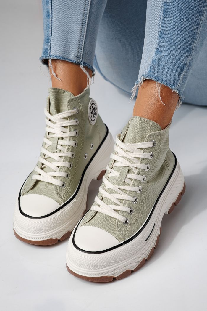 Adidasi dama verzi din material textil Seline #24187