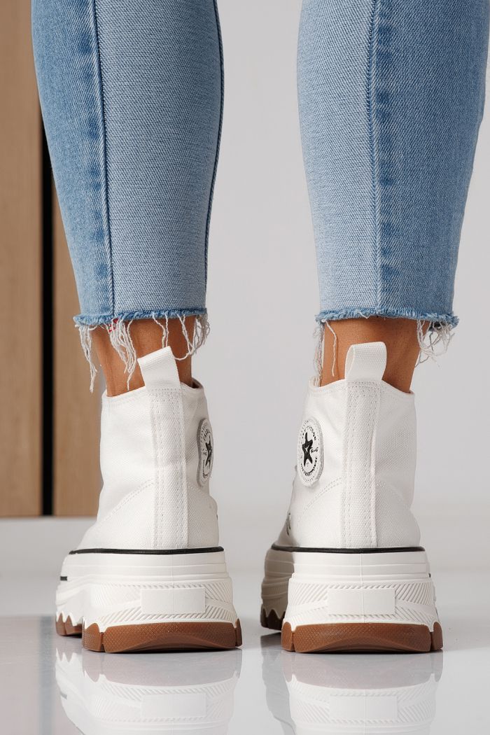 Adidasi dama albi din material textil Seline #24182