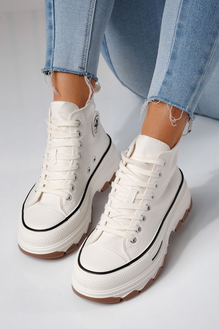 Adidasi dama albi din material textil Seline #24182