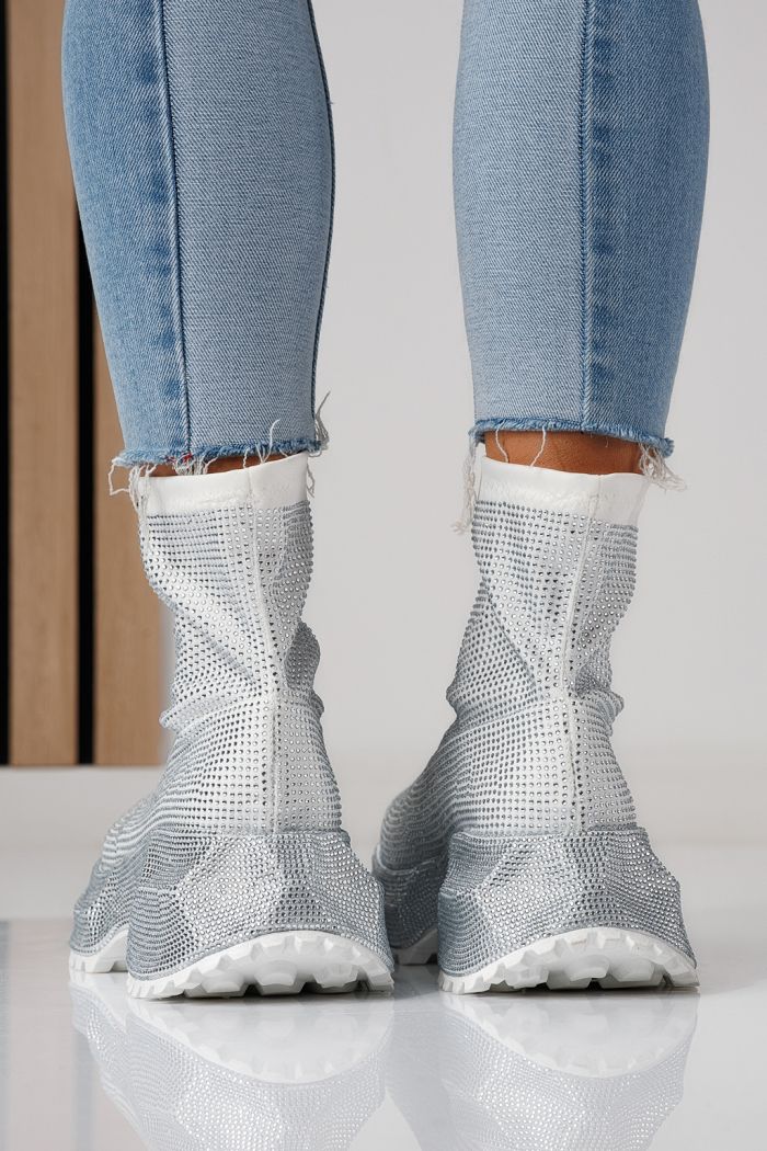 Adidasi dama albi din material textil Ines #24122