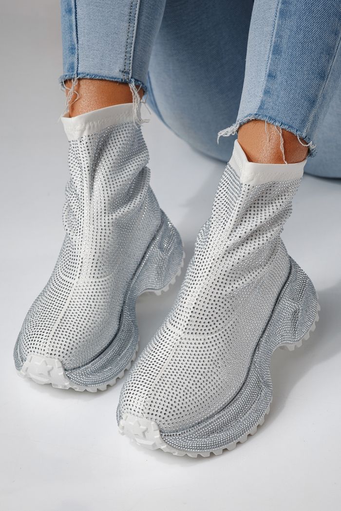 Adidasi dama albi din material textil Ines #24122