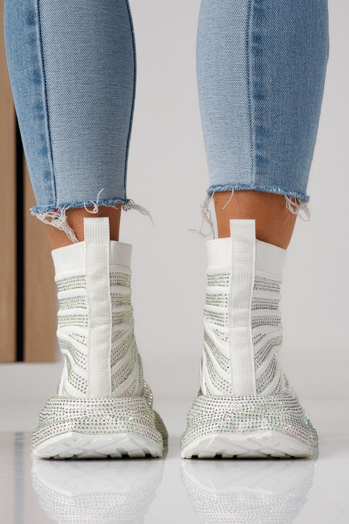 Adidasi dama albi din material textil Desia #24077