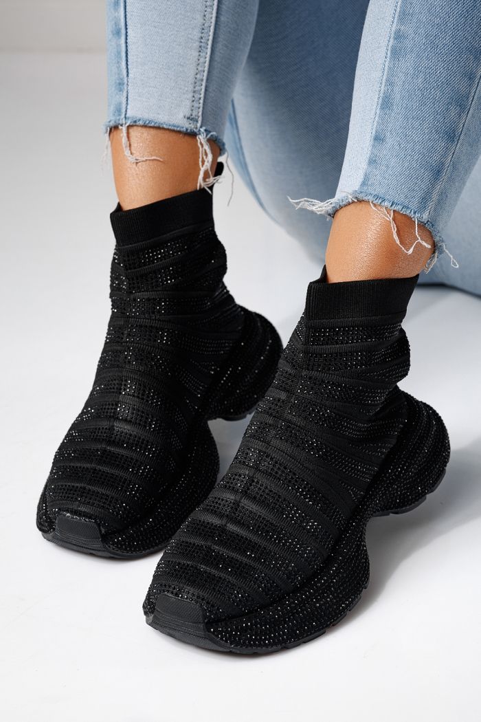 Adidasi dama negri din material textil Desia #24078