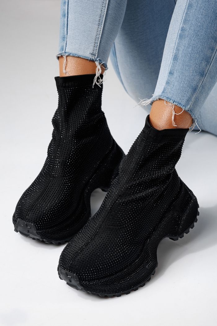 Adidasi dama negri din material textil Ines #24120