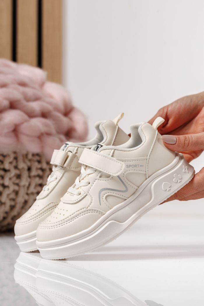 Adidasi copii albi din piele ecologica Alina #24034