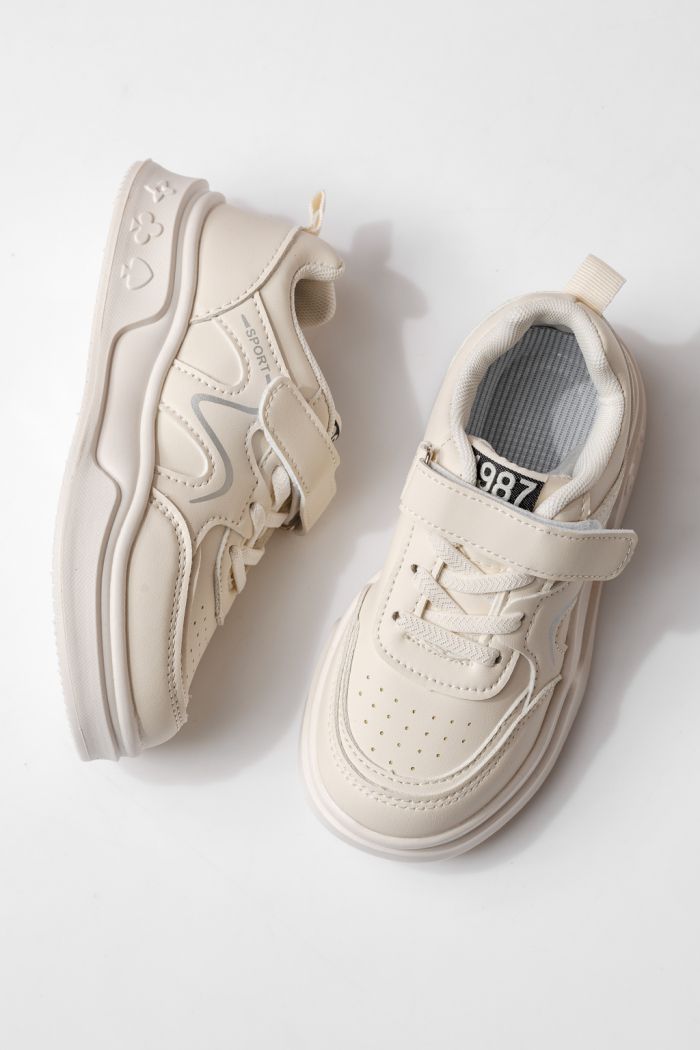 Adidasi copii albi din piele ecologica Alina #24040