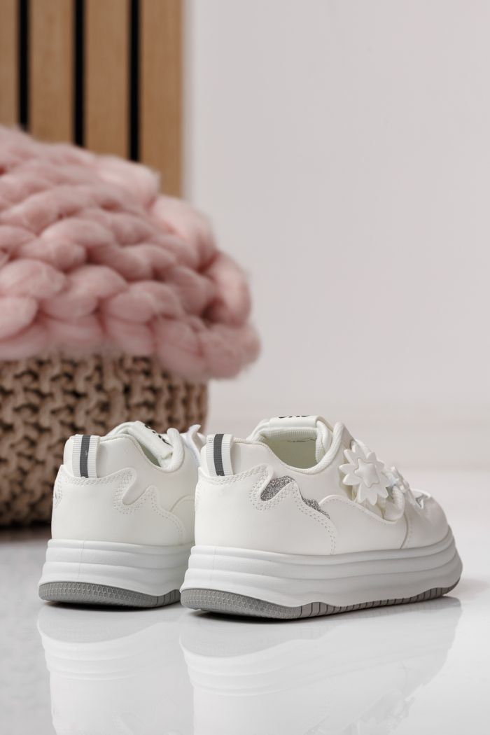 Adidasi copii albi din piele ecologica Becca #24051