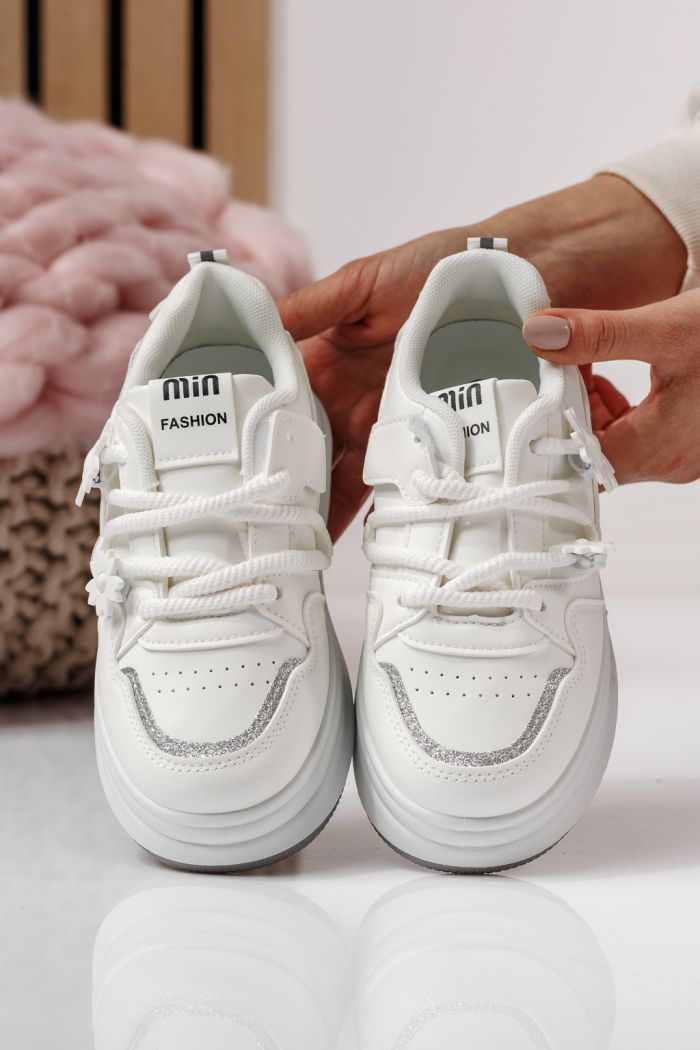 Adidasi copii albi din piele ecologica Becca #24051