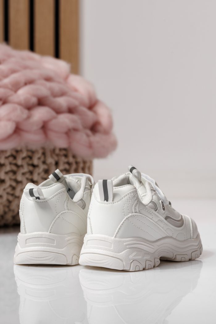 Adidasi copii albi din piele ecologica Arya #24029