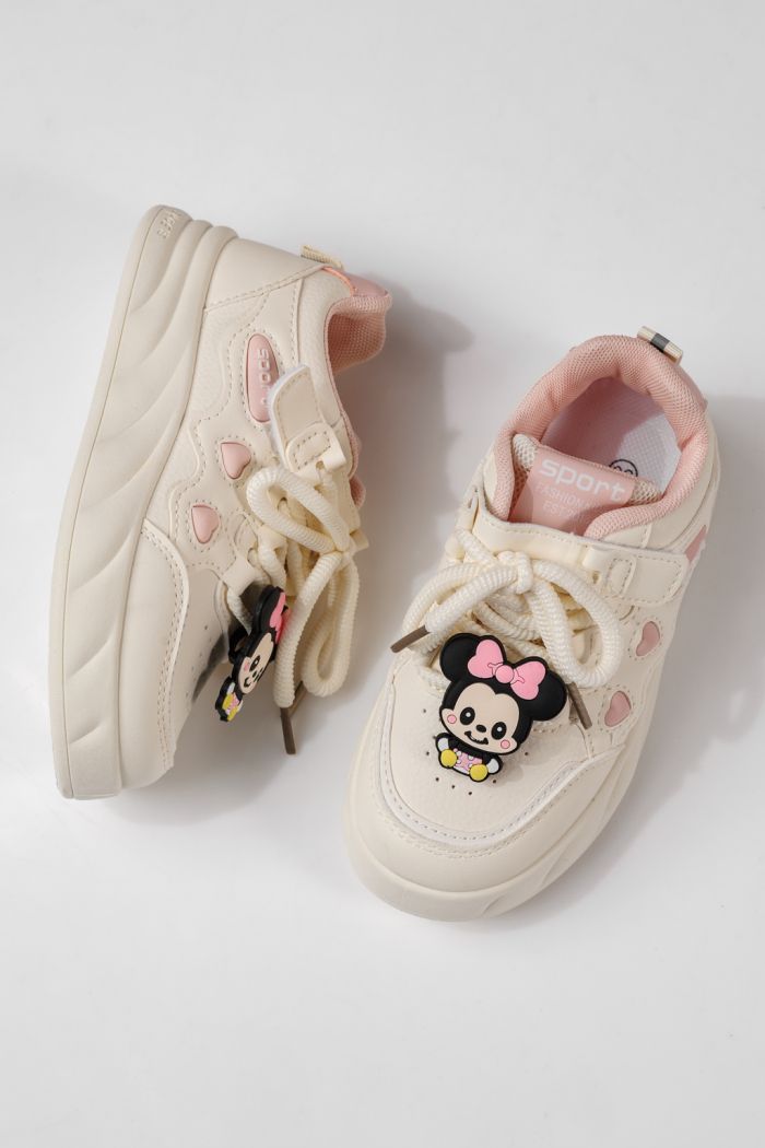 Adidasi copii albi din piele ecologica Aylin #24009