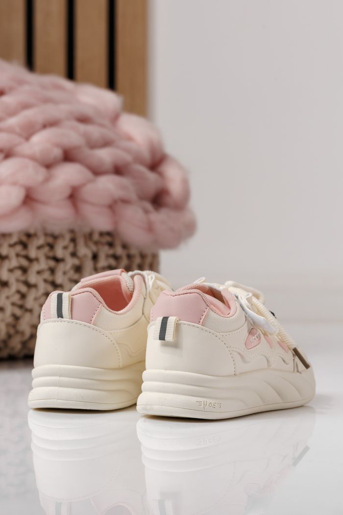 Adidasi copii albi din piele ecologica Aylin #24009