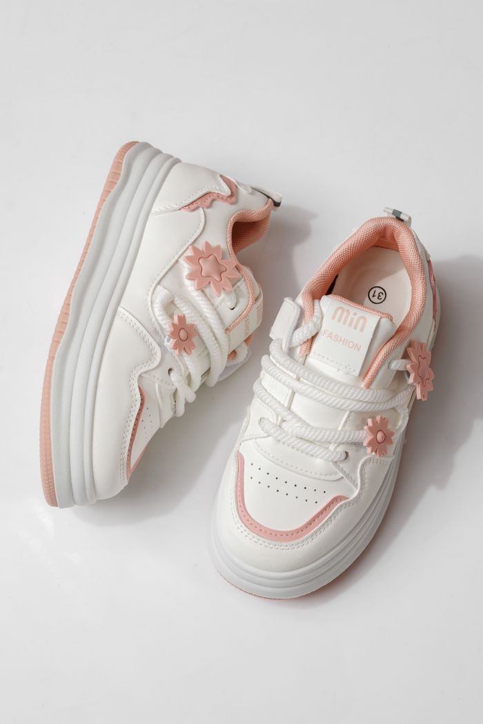 Adidasi copii roz din piele ecologica Becca #24048