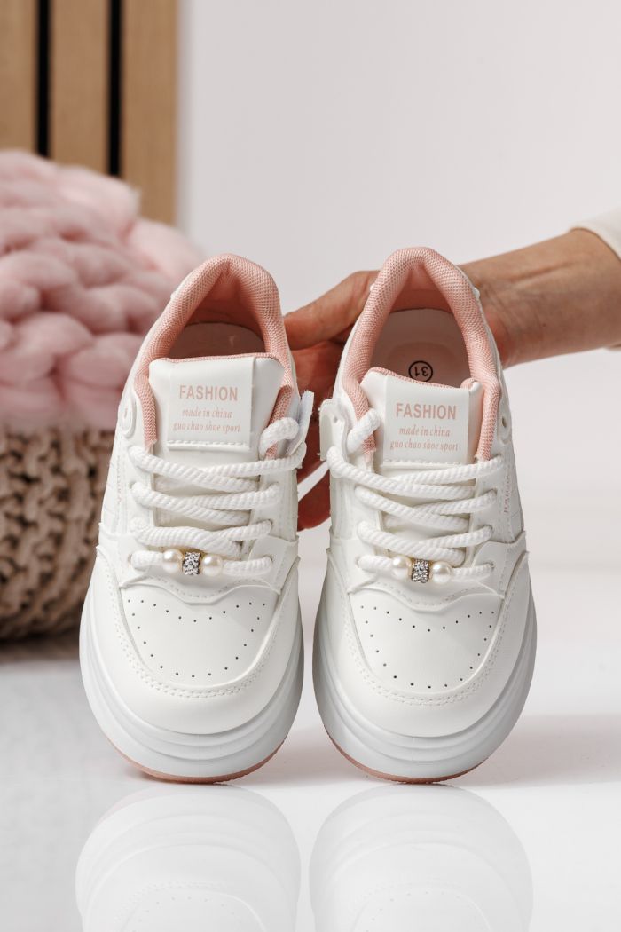 Adidasi copii roz din piele ecologica Asena #24024