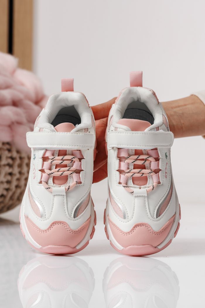 Adidasi copii albi din piele ecologica Arya #24041