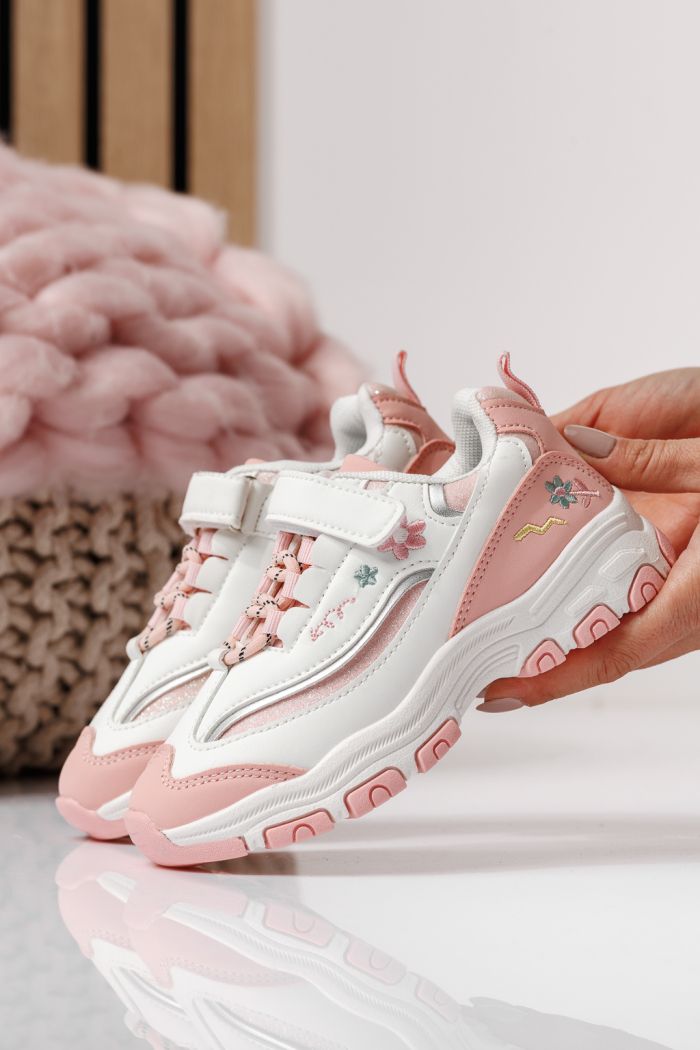 Adidasi copii albi din piele ecologica Arya #24041